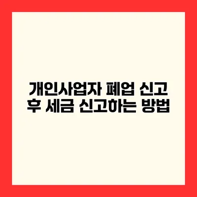 개인사업자 폐업 신고 후 세금 신고하는 방법