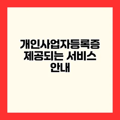 개인사업자등록증 제공되는 서비스 안내
