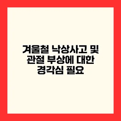 겨울철 낙상사고 및 관절 부상에 대한 경각심 필요