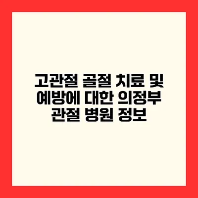 고관절 골절 치료 및 예방에 대한 의정부 관절 병원 정보