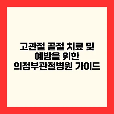 고관절 골절 치료 및 예방을 위한 의정부관절병원 가이드