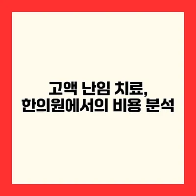 고액 난임 치료, 한의원에서의 비용 분석