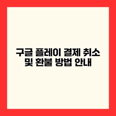 구글 플레이 결제 취소 및 환불 방법 안내