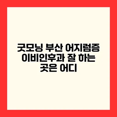 굿모닝 부산 어지럼증 이비인후과 잘 하는 곳은 어디?