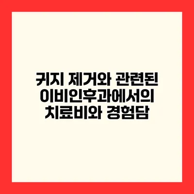 귀지 제거와 관련된 이비인후과에서의 치료비와 경험담