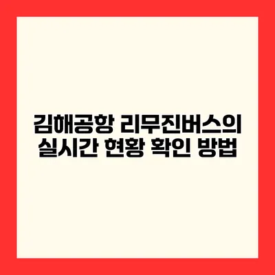 김해공항 리무진버스의 실시간 현황 확인 방법