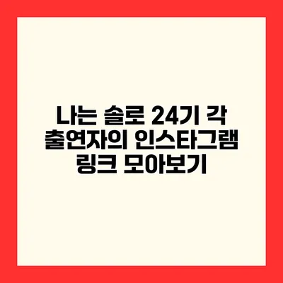 나는 솔로 24기 각 출연자의 인스타그램 링크 모아보기