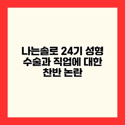 나는솔로 24기 성형 수술과 직업에 대한 찬반 논란