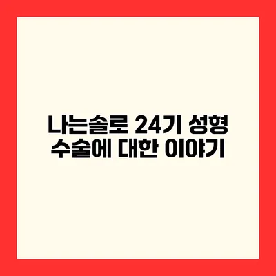 나는솔로 24기 성형 수술에 대한 이야기
