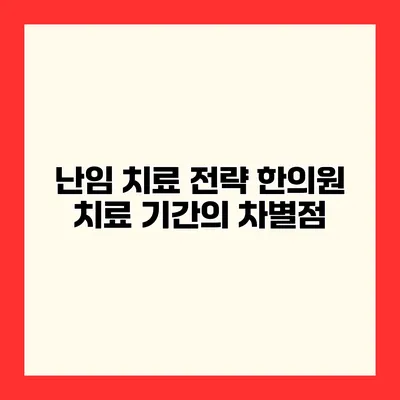 난임 치료 전략 한의원 치료 기간의 차별점
