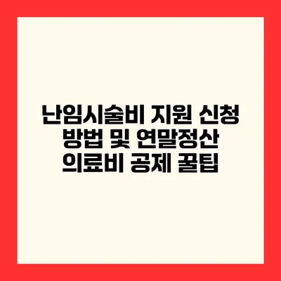 난임시술비 지원 신청 방법 및 연말정산 의료비 공제 꿀팁