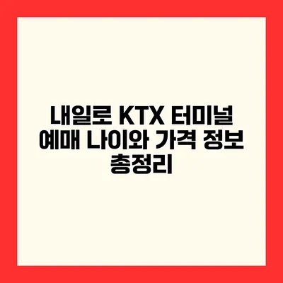 내일로 KTX 터미널 예매 나이와 가격 정보 총정리