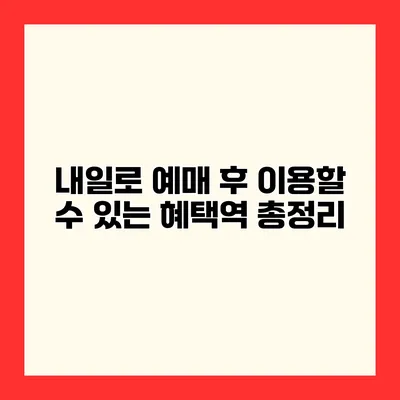 내일로 예매 후 이용할 수 있는 혜택역 총정리