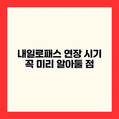 내일로패스 연장 시기 꼭 미리 알아둘 점