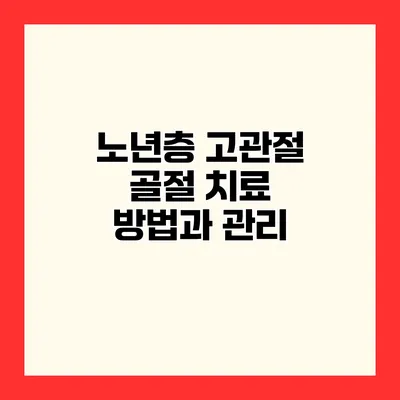 노년층 고관절 골절 치료 방법과 관리