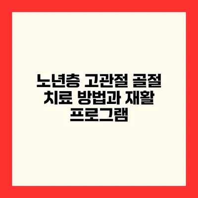 노년층 고관절 골절 치료 방법과 재활 프로그램
