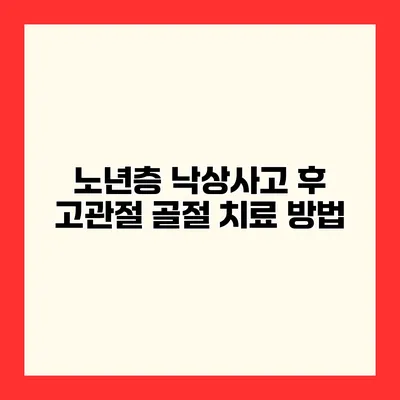 노년층 낙상사고 후 고관절 골절 치료 방법