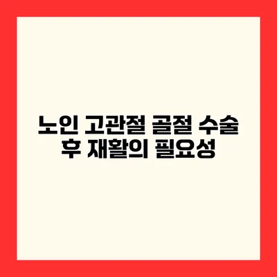 노인 고관절 골절 수술 후 재활의 필요성