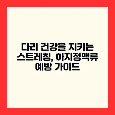 다리 건강을 지키는 스트레칭, 하지정맥류 예방 가이드