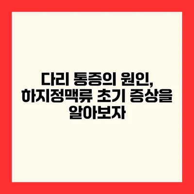다리 통증의 원인, 하지정맥류 초기 증상을 알아보자