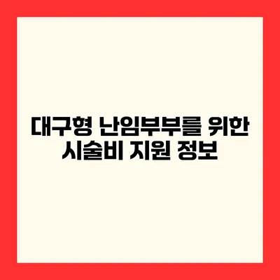 대구형 난임부부를 위한 시술비 지원 정보