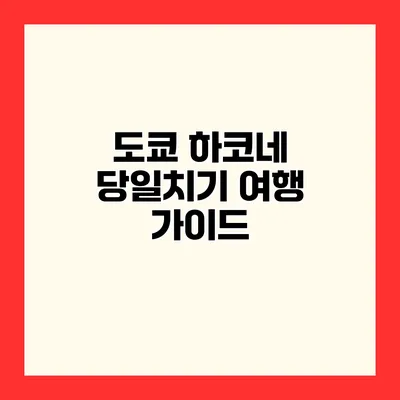 도쿄 하코네 당일치기 여행 가이드