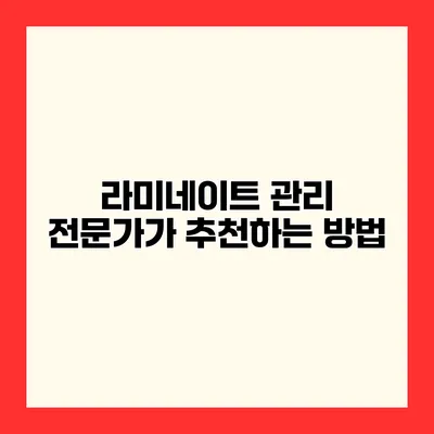 라미네이트 관리 전문가가 추천하는 방법