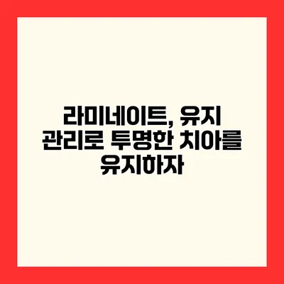 라미네이트, 유지 관리로 투명한 치아를 유지하자