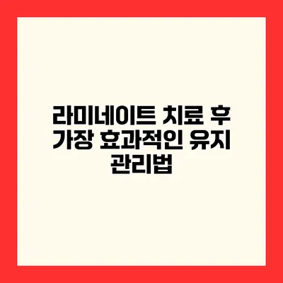 라미네이트 치료 후 가장 효과적인 유지 관리법