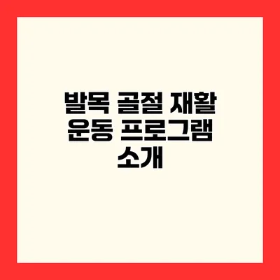 발목 골절 재활 운동 프로그램 소개