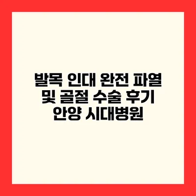 발목 인대 완전 파열 및 골절 수술 후기 안양 시대병원