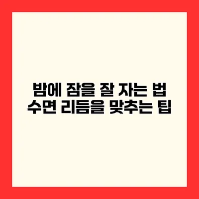 밤에 잠을 잘 자는 법 수면 리듬을 맞추는 팁