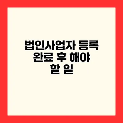 법인사업자 등록 완료 후 해야 할 일