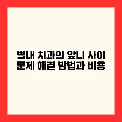 별내 치과의 앞니 사이 문제 해결 방법과 비용