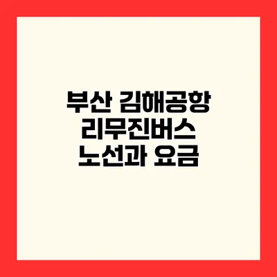 부산 김해공항 리무진버스 노선과 요금
