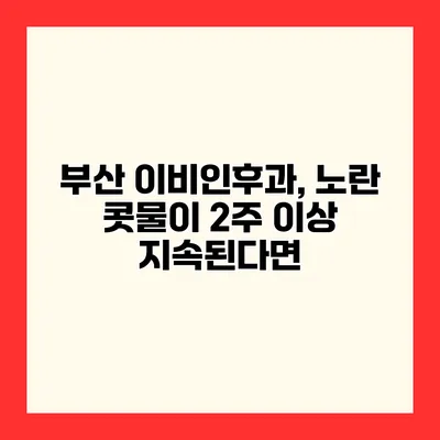 부산 이비인후과, 노란 콧물이 2주 이상 지속된다면?
