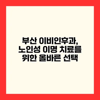 부산 이비인후과, 노인성 이명 치료를 위한 올바른 선택