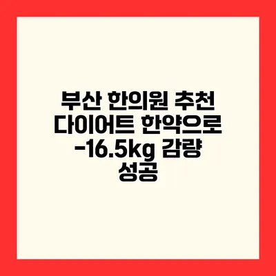부산 한의원 추천 다이어트 한약으로 -16.5kg 감량 성공
