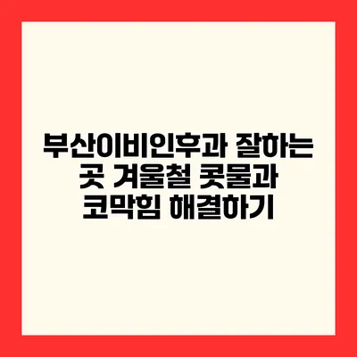 부산이비인후과 잘하는 곳 겨울철 콧물과 코막힘 해결하기