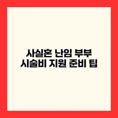 사실혼 난임 부부 시술비 지원 준비 팁