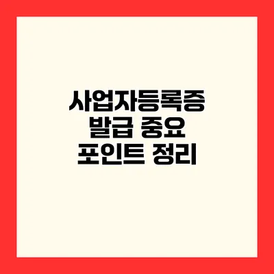 사업자등록증 발급 중요 포인트 정리