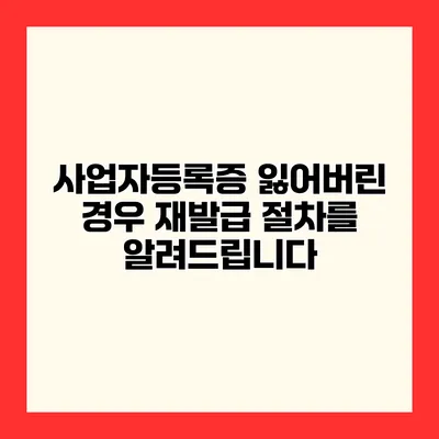 사업자등록증 잃어버린 경우 재발급 절차를 알려드립니다