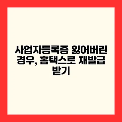 사업자등록증 잃어버린 경우, 홈택스로 재발급 받기
