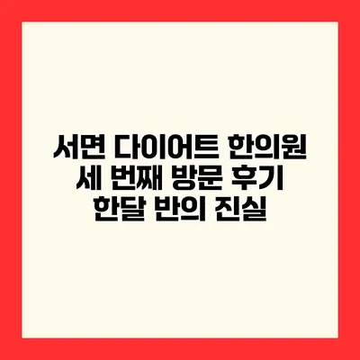 서면 다이어트 한의원 세 번째 방문 후기 한달 반의 진실