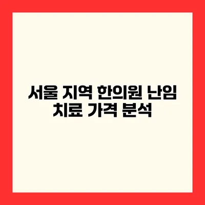 서울 지역 한의원 난임 치료 가격 분석