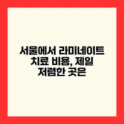 서울에서 라미네이트 치료 비용, 제일 저렴한 곳은?