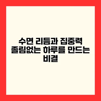 수면 리듬과 집중력 졸림없는 하루를 만드는 비결