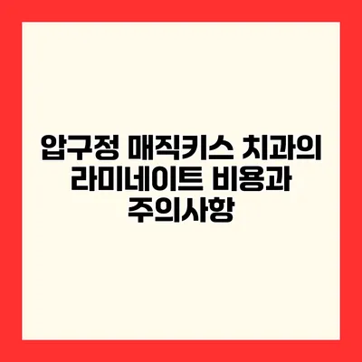 압구정 매직키스 치과의 라미네이트 비용과 주의사항