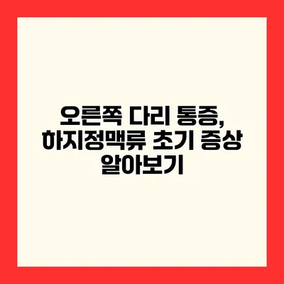 오른쪽 다리 통증, 하지정맥류 초기 증상 알아보기