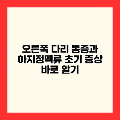 오른쪽 다리 통증과 하지정맥류 초기 증상 바로 알기